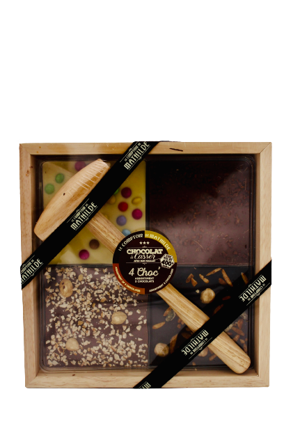 Kistje chocolade met hamer 4 smaken