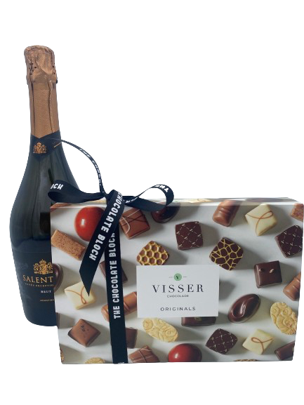 Bonbons van Visser Chocolade en Salentein Rose Brut voor vaderdag